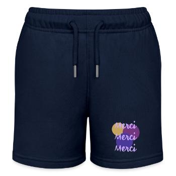 MERCI. MERCI MAÎTRESSE. CADEAU MAÎTRESSE. VACANCES - Short de jogging enfant bio Stanley/Stella - bleu marine - Devant