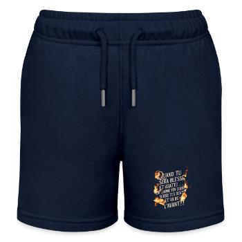 texte quand tu sera bléssé - Short de jogging enfant bio Stanley/Stella - bleu marine - Devant