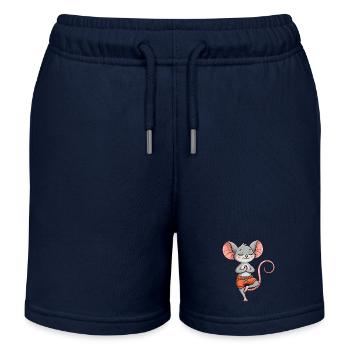 Yoga Mouse Meditation Relaxation Relax Exercise - Kids Organic Sweat Shorts by Stanley/Stella - navy - Front