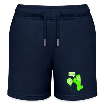 Cactus Balloon High Five Greeting Spikes Fun - Kids Organic Sweat Shorts by Stanley/Stella - navy - Front