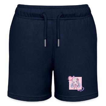 Pastell-Chibi Herzakzent - Kinder Organic Joggingshorts Mini Bolter von Stanley/Stella - Navy - Vorne