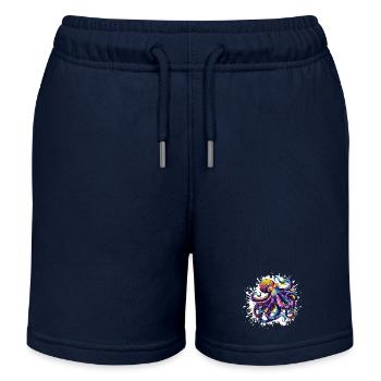 Explosion de couleurs de calmar néon - Short de jogging enfant bio Stanley/Stella - bleu marine - Devant