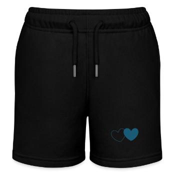 blue heart 2 hearts valentine's day - Kids Organic Sweat Shorts by Stanley/Stella - navy - Front