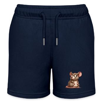 Cute cartoon mouse curious rat - Kids Organic Sweat Shorts by Stanley/Stella - navy - Front