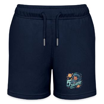 5 Jahre Kleiner Astronaut im Weltraum und Sterne - Kinder Organic Joggingshorts Mini Bolter von Stanley/Stella - Navy - Vorne
