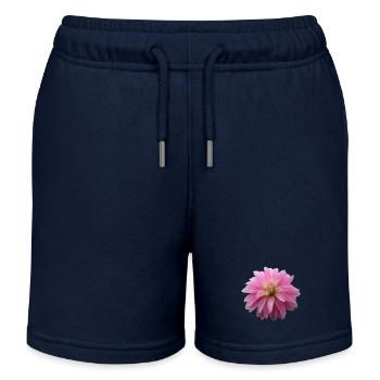 Flower Pink Pink Flower Flowers Pink Pink Flowers - Kids Organic Sweat Shorts by Stanley/Stella - navy - Front