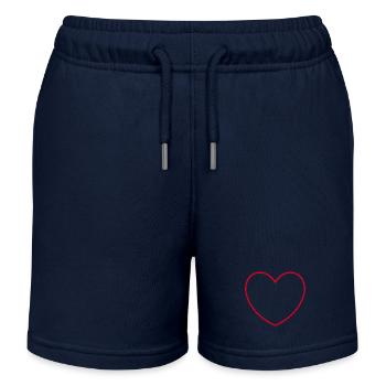 red heart, red heart, red heart, gift, mother's day - Kids Organic Sweat Shorts by Stanley/Stella - navy - Front