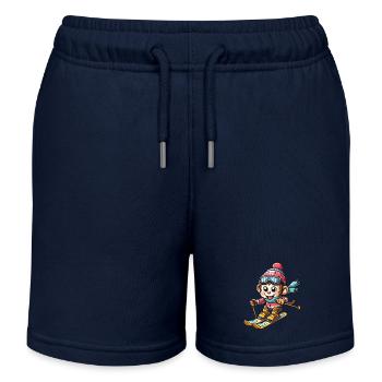 Affe Schimpanse Skifahrer Winterurlaub Design - Kinder Organic Joggingshorts Mini Bolter von Stanley/Stella - Navy - Vorne