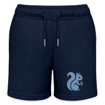 Minimalistische Eichhörnchen Silhouette mit Nuss - Kinder Organic Joggingshorts Mini Bolter von Stanley/Stella - Navy - Vorne