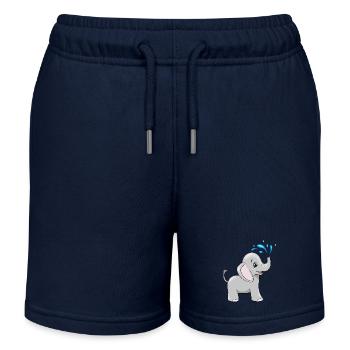 Cute baby elephant bathing - Kids Organic Sweat Shorts by Stanley/Stella - navy - Front