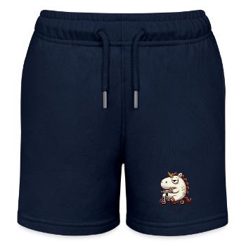 Einhorn auf Dreirad lustig skurril Fabelwesen - Kinder Organic Joggingshorts Mini Bolter von Stanley/Stella - Navy - Vorne