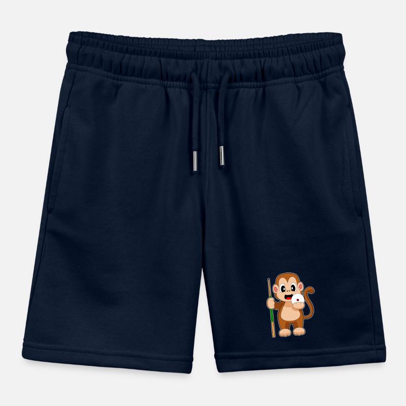 Monkey Billiard Cue Kids Organic Sweat Shorts by Stanley/Stella
