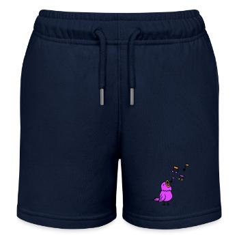 Musiknoten Singvogel Spatz singt zwitschert Musik - Kinder Organic Joggingshorts Mini Bolter von Stanley/Stella - Navy - Vorne