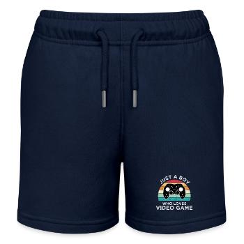 Nur ein Junge, der Videospiele liebt - Kinder Organic Joggingshorts Mini Bolter von Stanley/Stella - Navy - Vorne