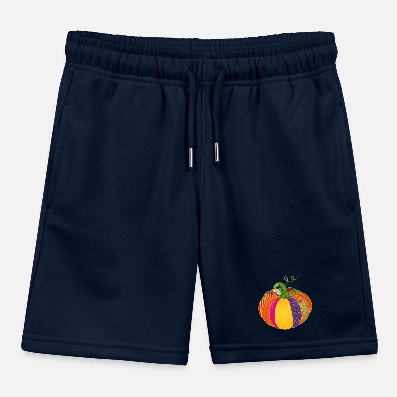 Patchwork Pumpkin – Colorful Patterned Autumn Decoration Kids Organic Sweat Shorts by Stanley/Stella