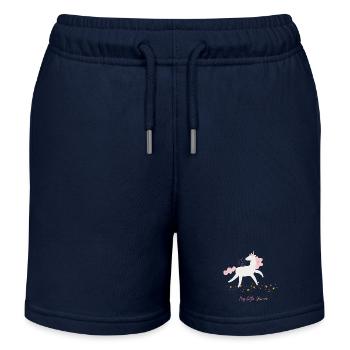 Little Unicorn Star Trail - Kids Organic Sweat Shorts by Stanley/Stella - navy - Front