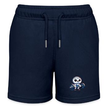 Eule mit Hanteln Workout Schneeeule Stemmen - Kinder Organic Joggingshorts Mini Bolter von Stanley/Stella - Navy - Vorne