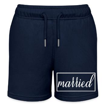Verheiratetes passendes Paar Männer & Frauen Hochzeitstag - Kinder Organic Joggingshorts Mini Bolter von Stanley/Stella - Navy - Vorne