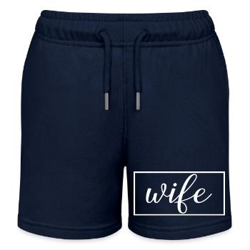 Mariage Matching Couple Fiançailles Lune de miel - Short de jogging enfant bio Stanley/Stella - bleu marine - Devant