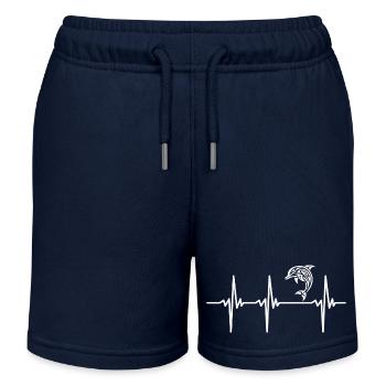 Heartbeat for cuddly dolphins - Kids Organic Sweat Shorts by Stanley/Stella - navy - Front