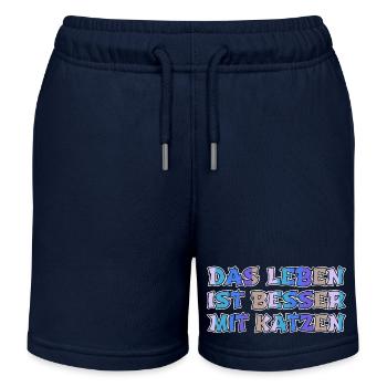 Geek Birthday Funny Cat Cool Fawn Cat Bday - Kids Organic Sweat Shorts by Stanley/Stella - navy - Front