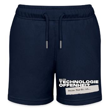 Bin für Technologieoffenheit – Meine Fax-Nr. ist… - Kinder Organic Joggingshorts Mini Bolter von Stanley/Stella - Navy - Vorne