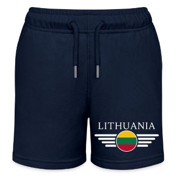 Litauen T-Shirt: Tradition, Natur, Amber - Kinder Organic Joggingshorts Mini Bolter von Stanley/Stella - Navy - Vorne