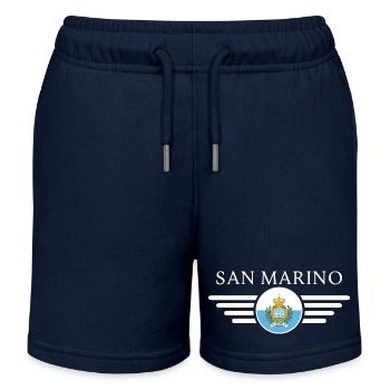 T-shirt Saint-Marin : Histoire, Panoramique, Charme - Short de jogging enfant bio Stanley/Stella - bleu marine - Devant