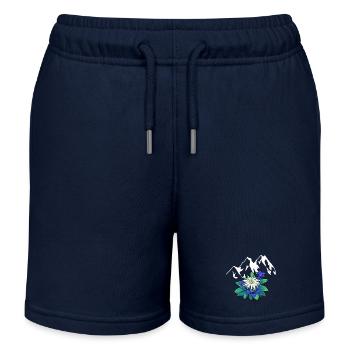Gebirge Berge Tirol Edelweiß Enzian Natur Wandern - Kinder Organic Joggingshorts Mini Bolter von Stanley/Stella - Navy - Vorne