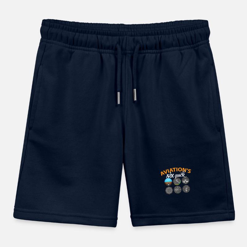 AVIATION Aircraft Pilot Passenger Airplanes Design Kids Organic Sweat Shorts by Stanley/Stella