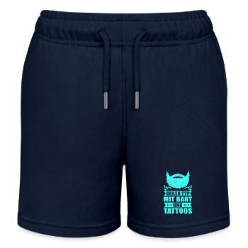 Geiler Typ mit Bart Tattoos Bartig Bärte Geschenk - Kinder Organic Joggingshorts Mini Bolter von Stanley/Stella - Navy - Vorne
