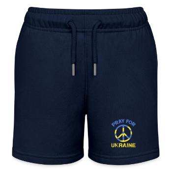 Pray for Ukraine Friedenssymbol in blau und gelb - Kinder Organic Joggingshorts Mini Bolter von Stanley/Stella - Navy - Vorne