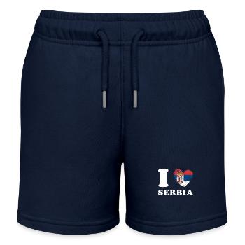Ich liebe Serbien - Kinder Organic Joggingshorts Mini Bolter von Stanley/Stella - Navy - Vorne