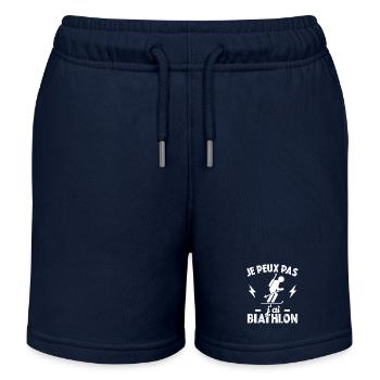Je peux pas j'ai biathlon humour cadeau - Short de jogging enfant bio Stanley/Stella - bleu marine - Devant