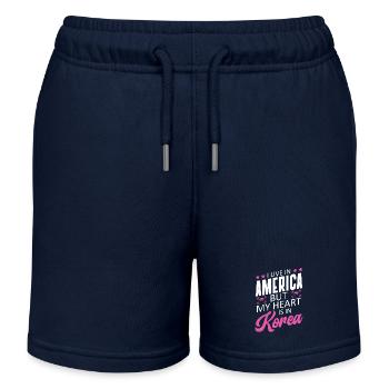 Ich Lebe In Amerika, Aber Mein Herz Ist In Korea - Kinder Organic Joggingshorts Mini Bolter von Stanley/Stella - Navy - Vorne