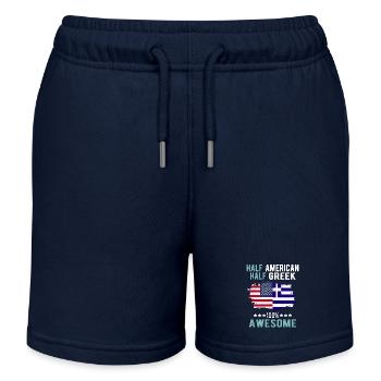 Half American Half Greek - Kids Organic Sweat Shorts by Stanley/Stella - navy - Front
