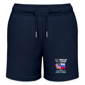 Half American Half Slovenian - Kids Organic Sweat Shorts by Stanley/Stella - navy - Front