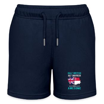 Half British Half Singaporean - Kids Organic Sweat Shorts by Stanley/Stella - navy - Front