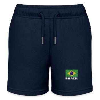 Drapeau du Brésil Grunge Drapeau du Brésil - Short de jogging enfant bio Stanley/Stella - bleu marine - Devant