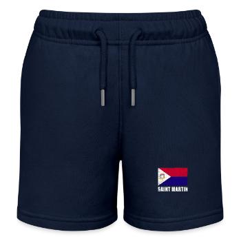 St. Martin Flagge Grunge St. Martin Fahne - Kinder Organic Joggingshorts Mini Bolter von Stanley/Stella - Navy - Vorne