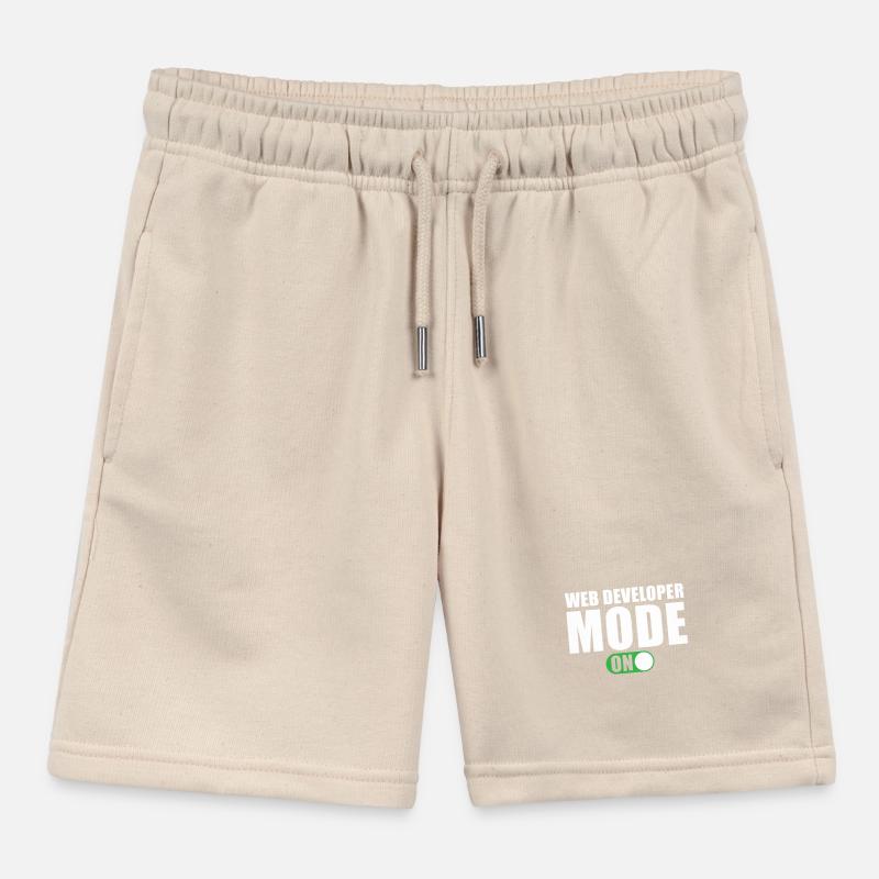 Web Developer Mode On Kids Organic Sweat Shorts by Stanley/Stella