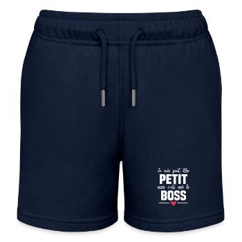 Je suis peut etre petit mais c'est moi le boss - Short de jogging enfant bio Stanley/Stella - bleu marine - Devant