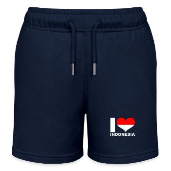 I love Indonesia heart flag Indonesia - Kids Organic Sweat Shorts by Stanley/Stella - navy - Front