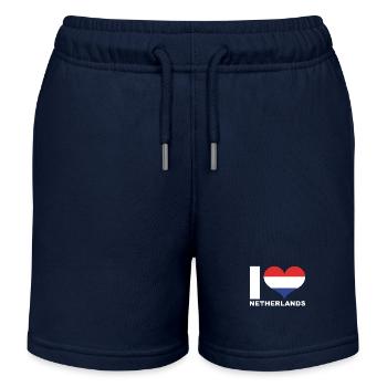 J’adore le drapeau du cœur des Pays-Bas Pays-Bas - Short de jogging enfant bio Stanley/Stella - bleu marine - Devant