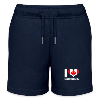 Ich liebe Kanada Herz Flagge Kanada - Kinder Organic Joggingshorts Mini Bolter von Stanley/Stella - Navy - Vorne