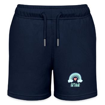 Arthur Name Rainbow Baby - Kids Organic Sweat Shorts by Stanley/Stella - navy - Front
