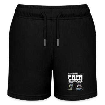 Niveau papa débloqué, Futur Papa Gamer - Short de jogging enfant bio Stanley/Stella - bleu marine - Devant