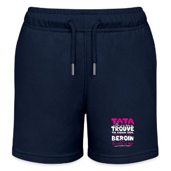 Tata on n'a pas trouvé ton cadeau - Short de jogging enfant bio Stanley/Stella - bleu marine - Devant