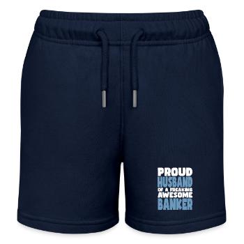 Fière épouse d’un sacré bon banquier - Short de jogging enfant bio Stanley/Stella - bleu marine - Devant