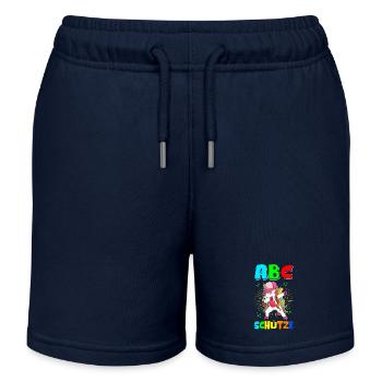 Einschulung Schulanfang Schulkind Schule Geschenk - Kinder Organic Joggingshorts Mini Bolter von Stanley/Stella - Navy - Vorne